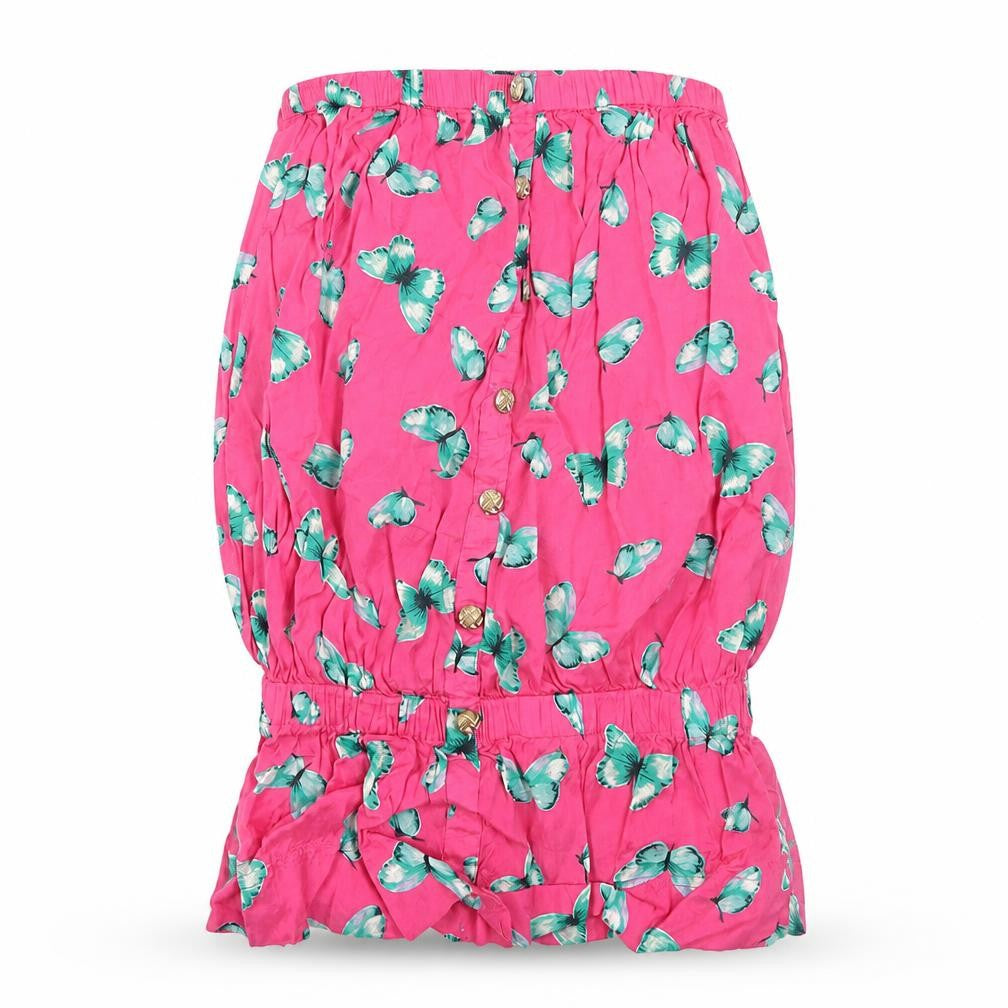 Front view of New Look women’s pink floral basic t-shirt, size UK 8
