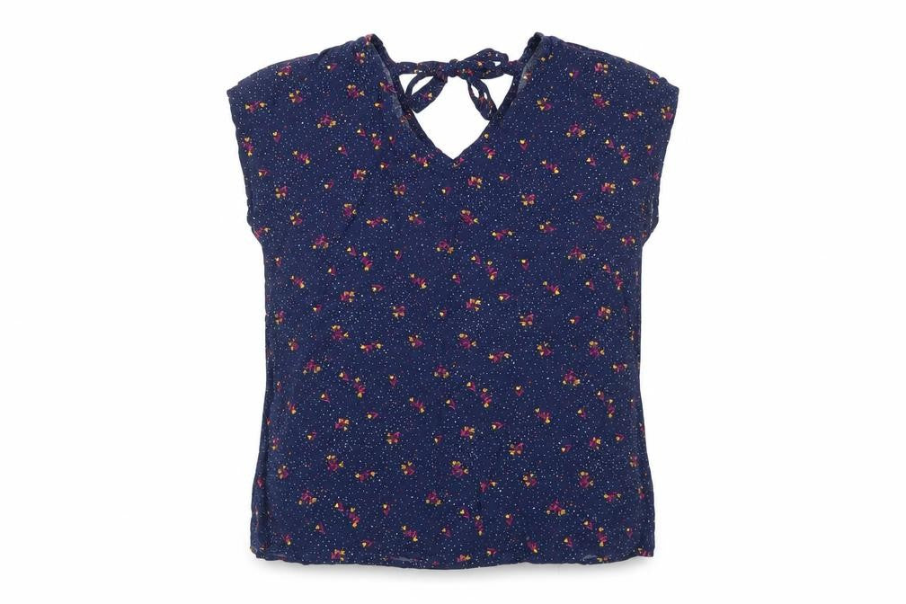 inextenso Womens Blue Floral  Basic Blouse Size 10