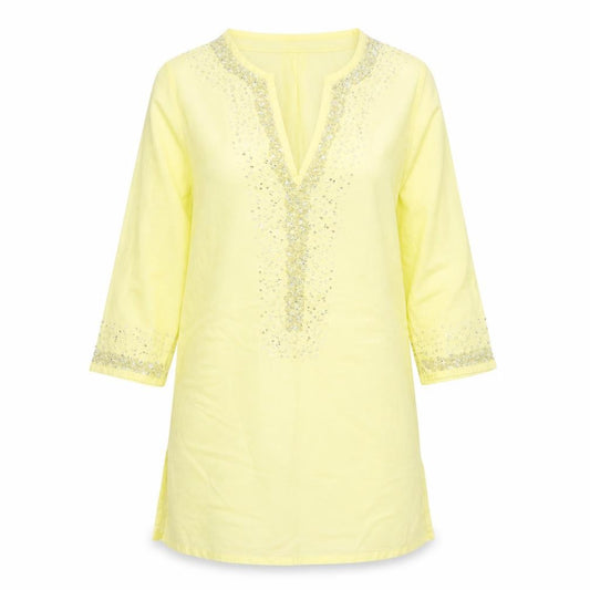Front view of F&F women’s yellow basic blouse, size S