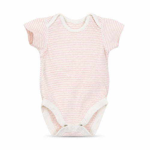 Marks and Spencer Girls Pink Striped Jersey Babygrow One-Piece Size 3-6 Months