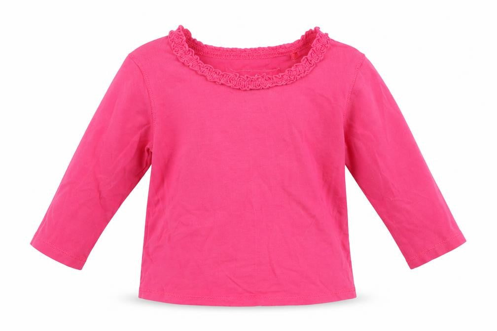 Front view of Next girls’ pink basic t-shirt, size 6-9, months