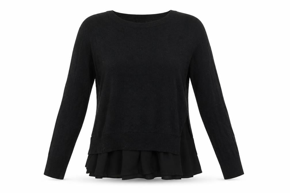 Front view of Topshop women’s black jumper, size UK 12