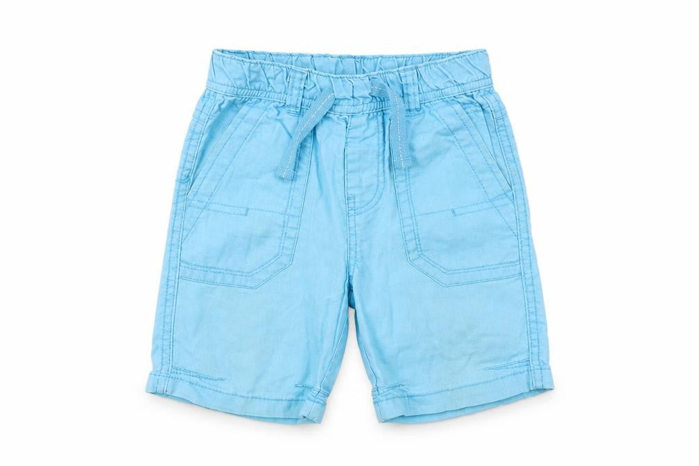Front view of Urban Rascals boys’ blue bermuda shorts, size 2-3, years