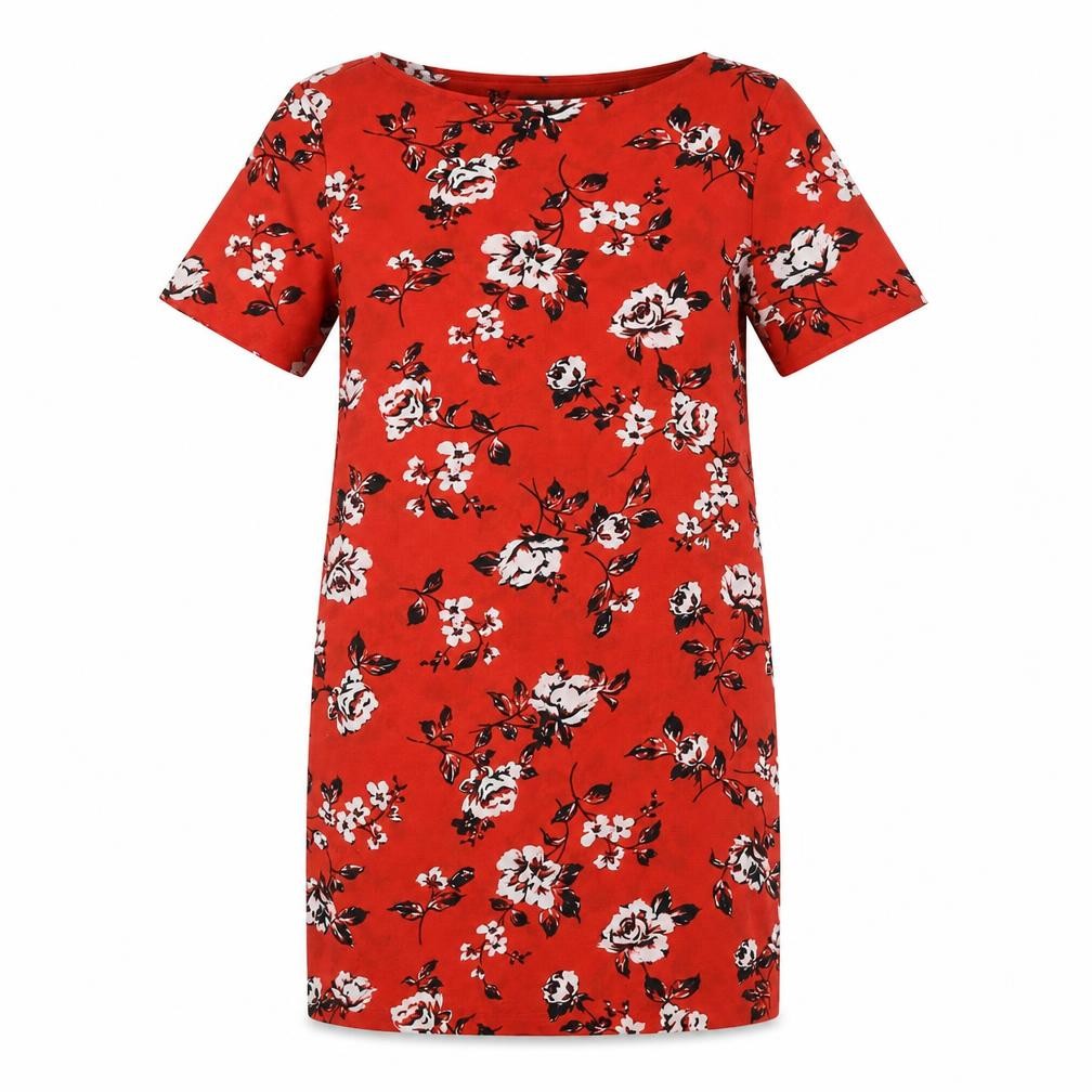 Front view of Primark women’s red floral sheath, size UK 10