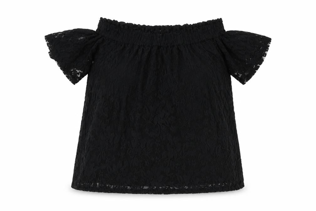 Front view of Atmosphere women’s black floral basic t-shirt, size UK 6