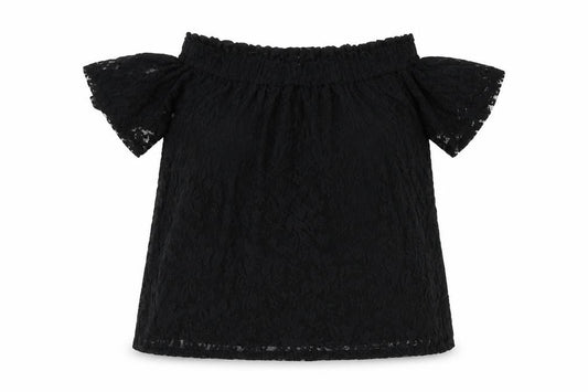 Front view of Atmosphere women’s black floral basic t-shirt, size UK 6