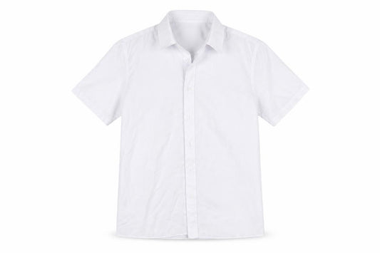 Front view of Marks & Spencer boys’ white basic button-up, size 9, years