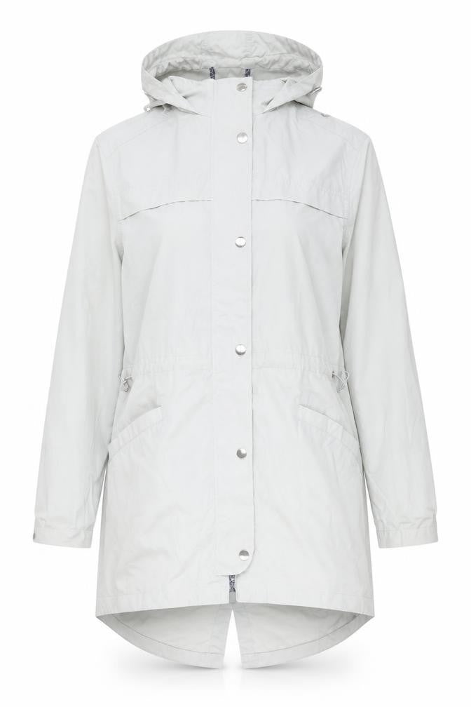 Front view of Tu women’s blue parka coat, size UK 10
