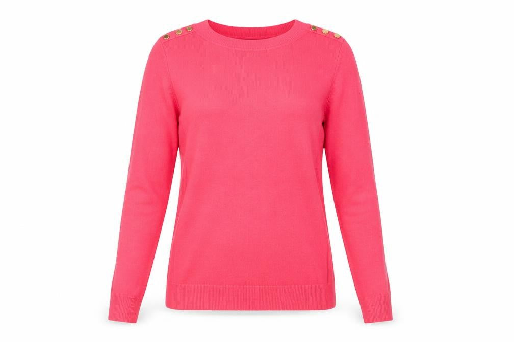 Front view of Atmosphere women’s pink knit jumper, size UK 4