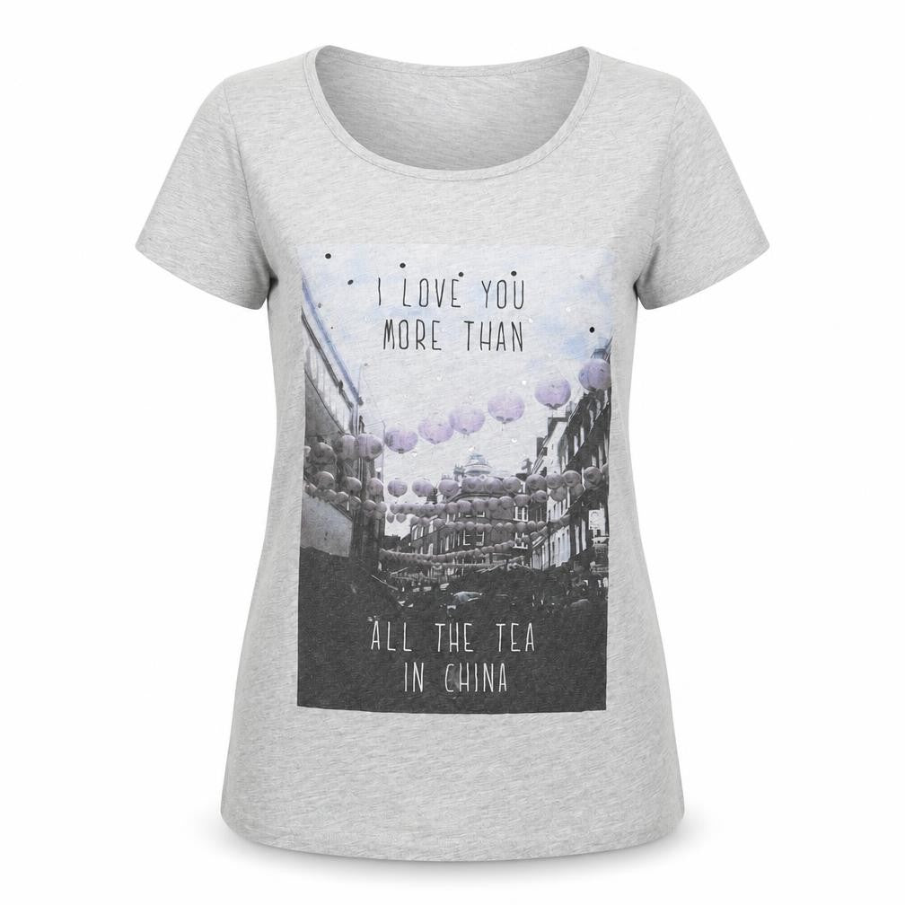 Front view of Next women’s grey basic t-shirt, size UK 12, - nightwear