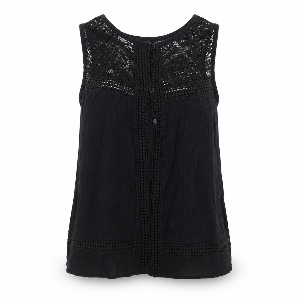 Front view of Ribbon women’s black basic button-up, size UK 8