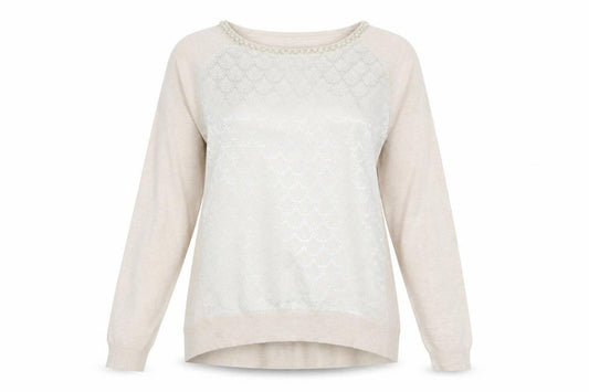 Front view of Oasis women’s beige floral jumper, size S