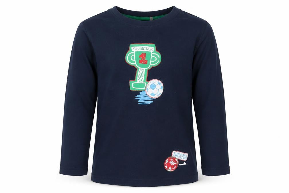 Front view of endo boys’ blue basic t-shirt, size 4-5, years