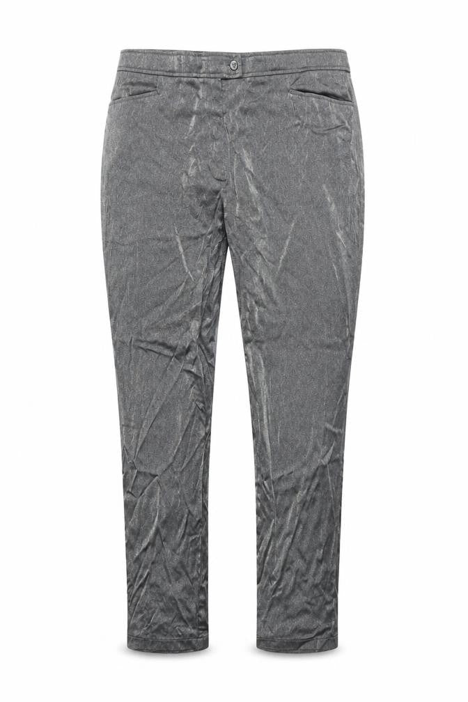 Front view of Preworn women’s silver trousers, size UK 36, in, 30-inch leg
