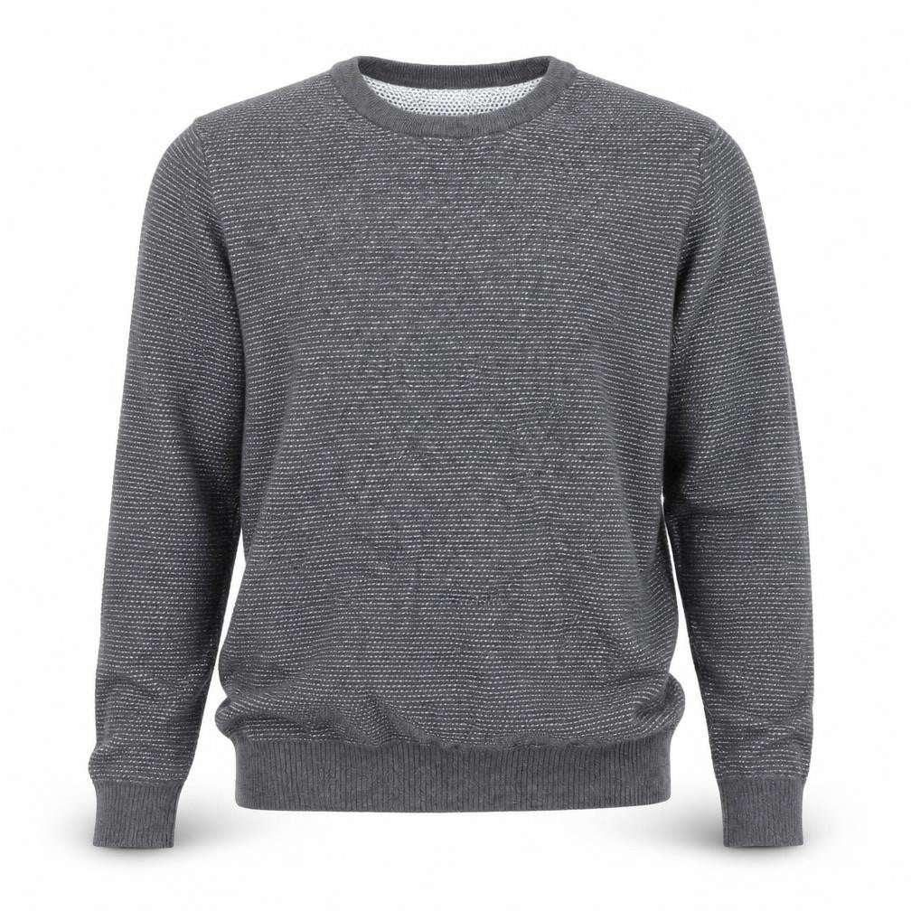 Front view of Primark men’s grey knit jumper, size M