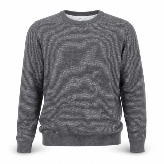 Front view of Primark men’s grey knit jumper, size M