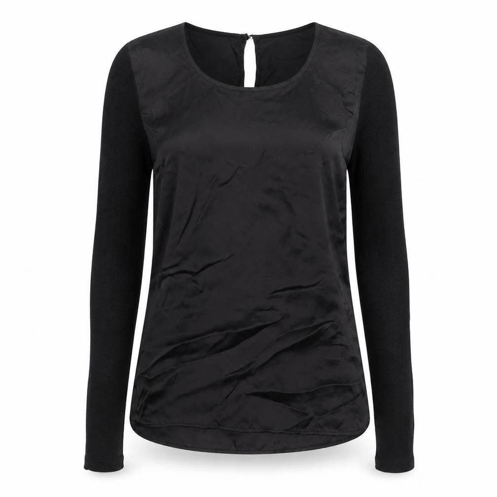 Front view of Clockhouse women’s black basic blouse, size UK 8