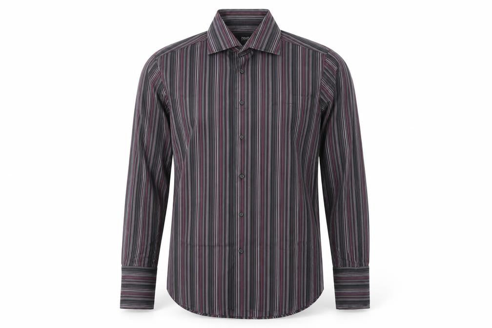 Front view of Next men’s blue striped button-up, size 14.5