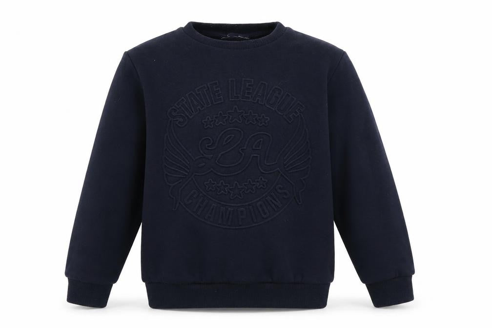 Front view of Next boys’ blue pullover sweatshirt, size 9, years