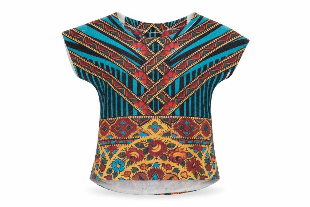 Preworn Womens Multicoloured Geometric  Basic T-Shirt Size L