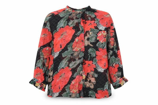 Front view of Scapetti women’s multicoloured floral basic button-up, size XL