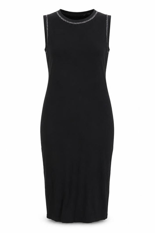 Front view of RESERVED women’s black wrap dress, size L