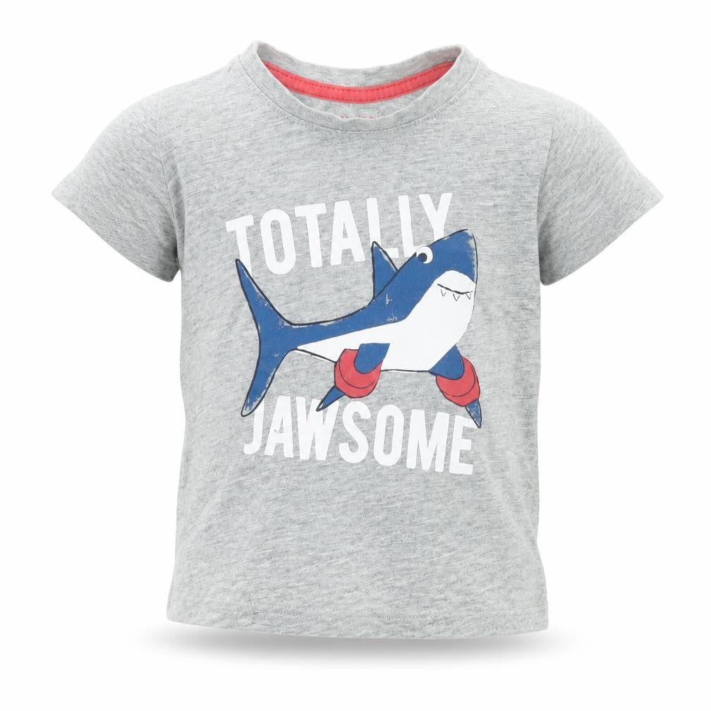 Front view of Primark boys’ grey geometric basic t-shirt, size 12-18, months