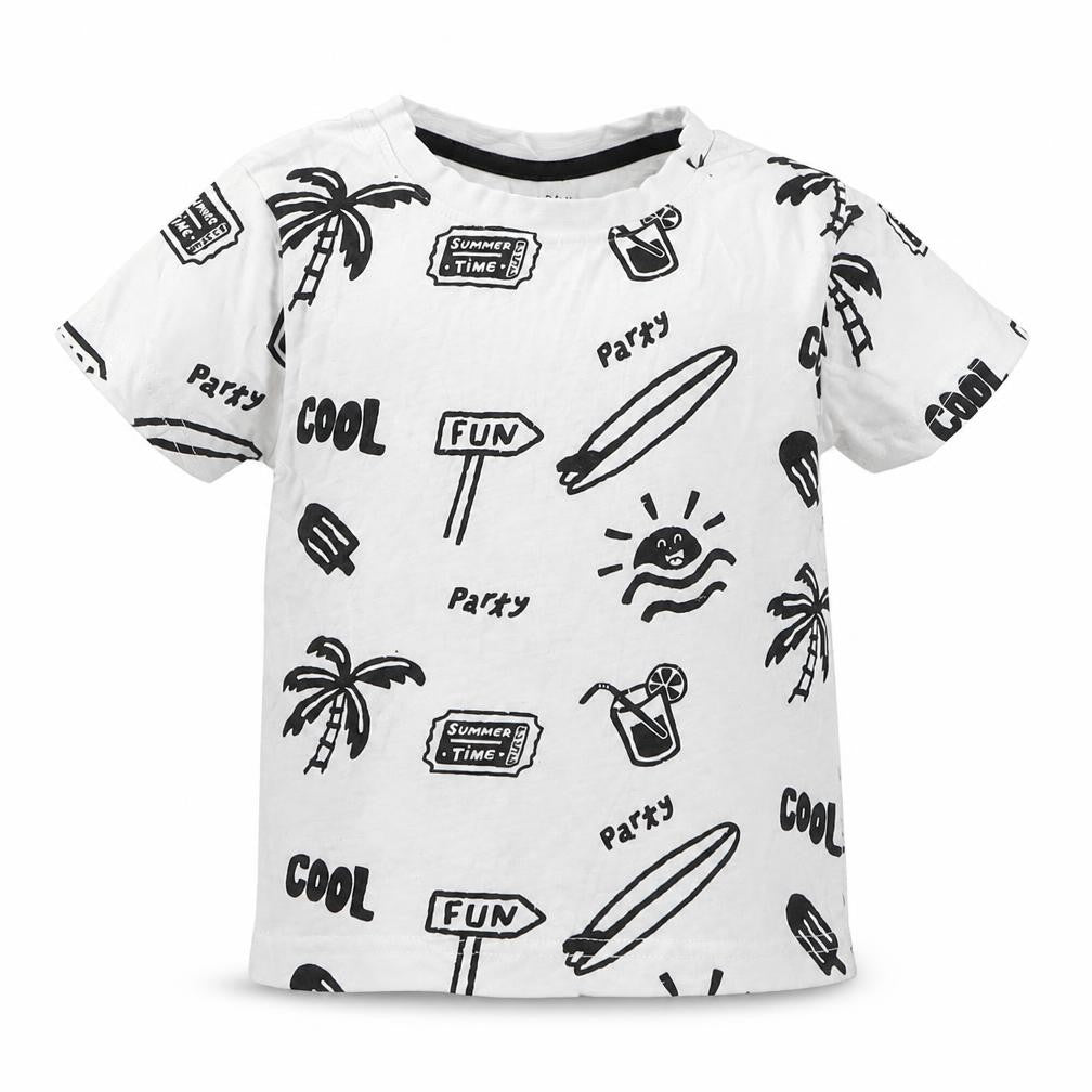 Front view of Primark boys’ multicoloured geometric basic t-shirt, size 18-24, months