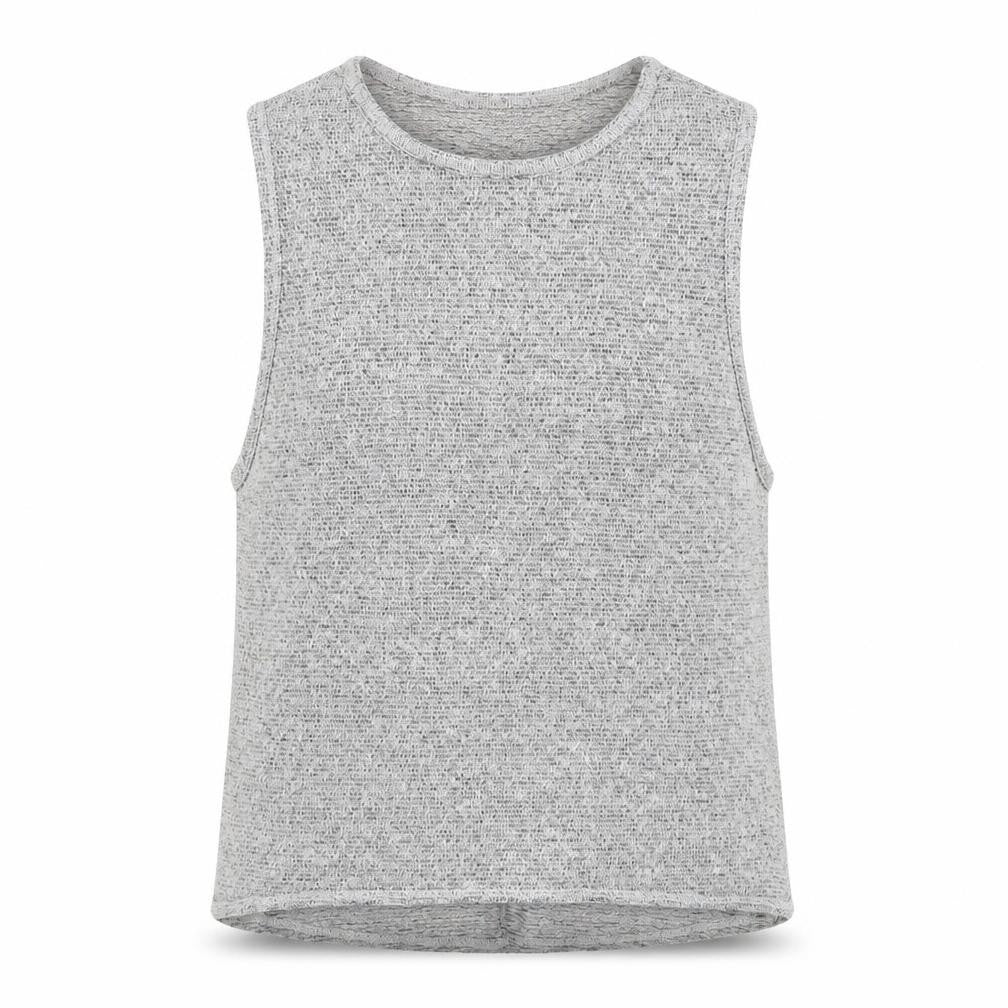 Front view of Topshop women’s grey basic t-shirt, size UK 6