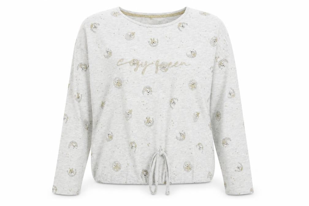 George Womens Ivory Animal Print  Top Pyjama Top Size 8