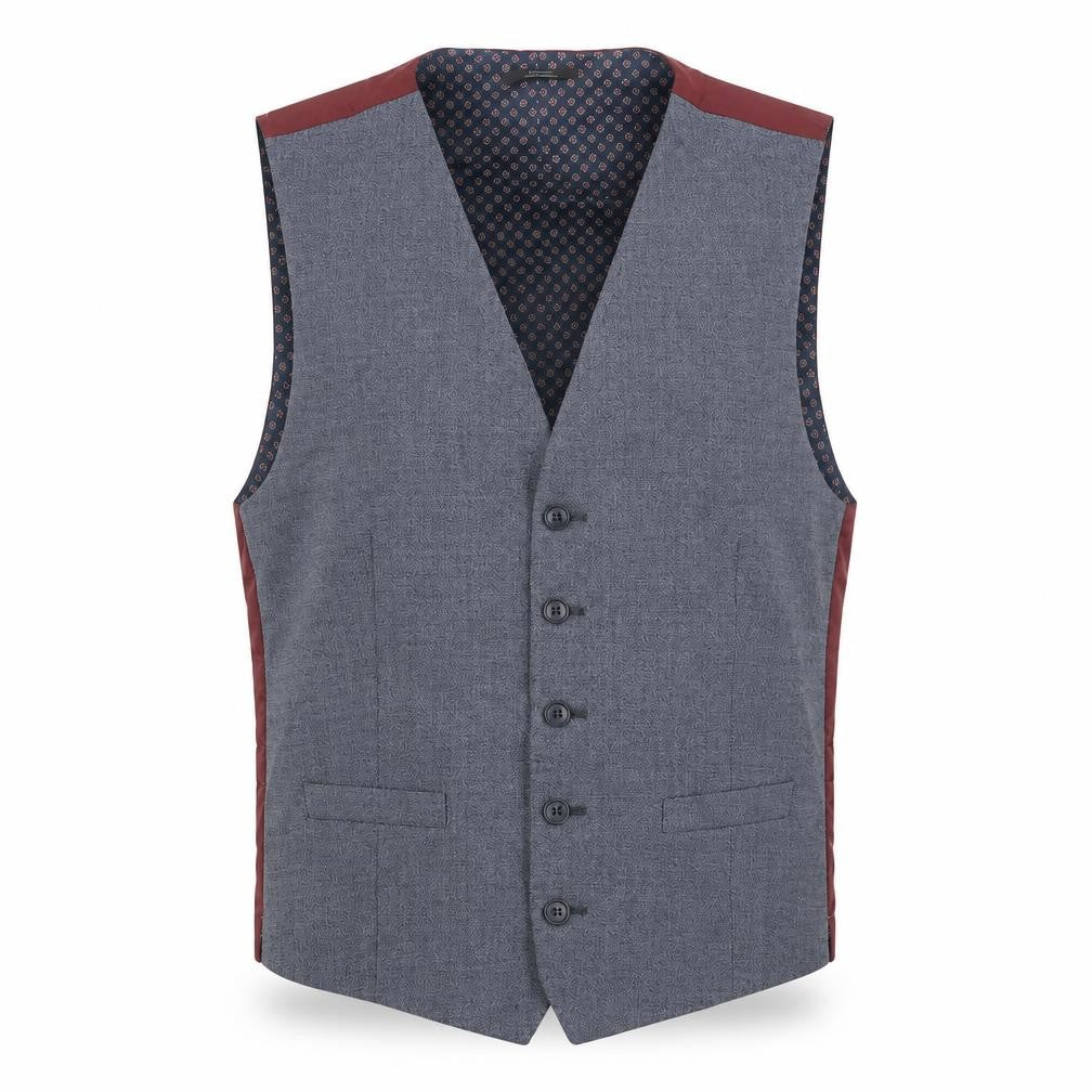 Front view of Marks & Spencer men’s blue jacket suit waistcoat, size M