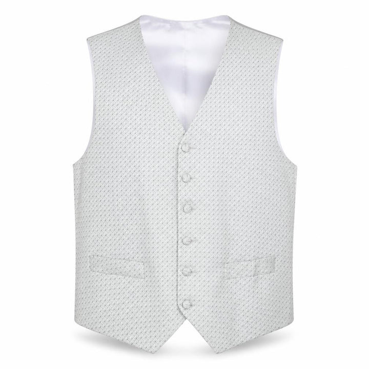1860 Menswear Mens Silver Geometric Jacket Suit Waistcoat Size L