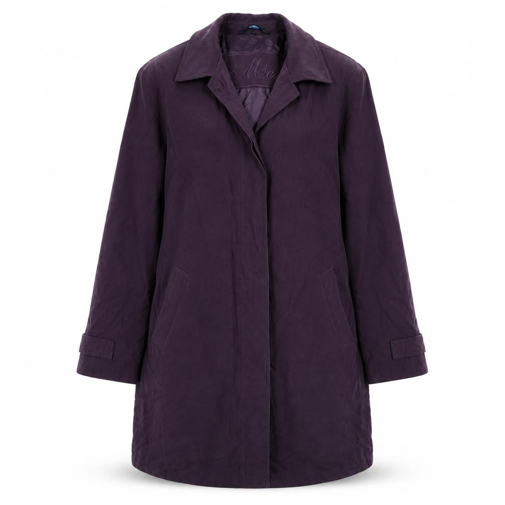 Front view of NuAge women’s purple jacket coat, size UK 10