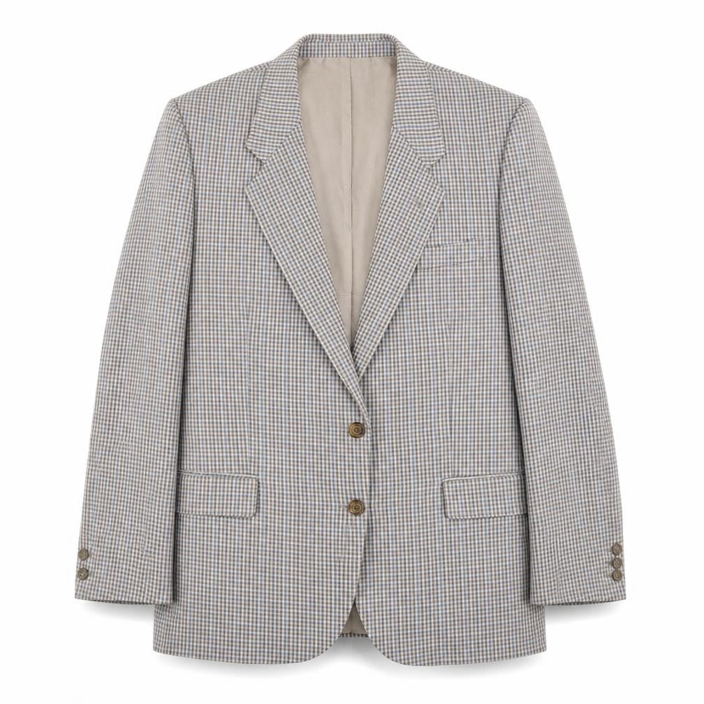 Front view of Dunn & Co men’s blue check jacket suit jacket, size 42