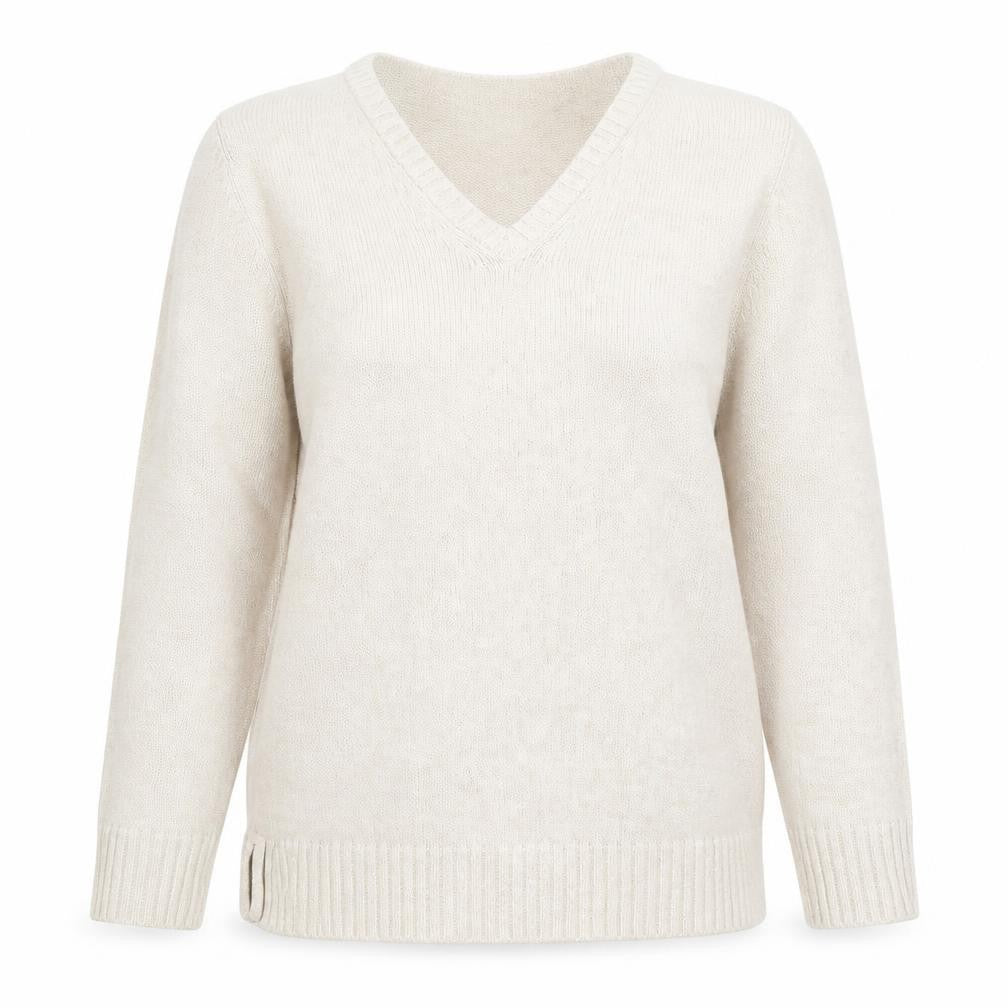 Front view of Joie De Vivre women’s beige knit jumper, size S