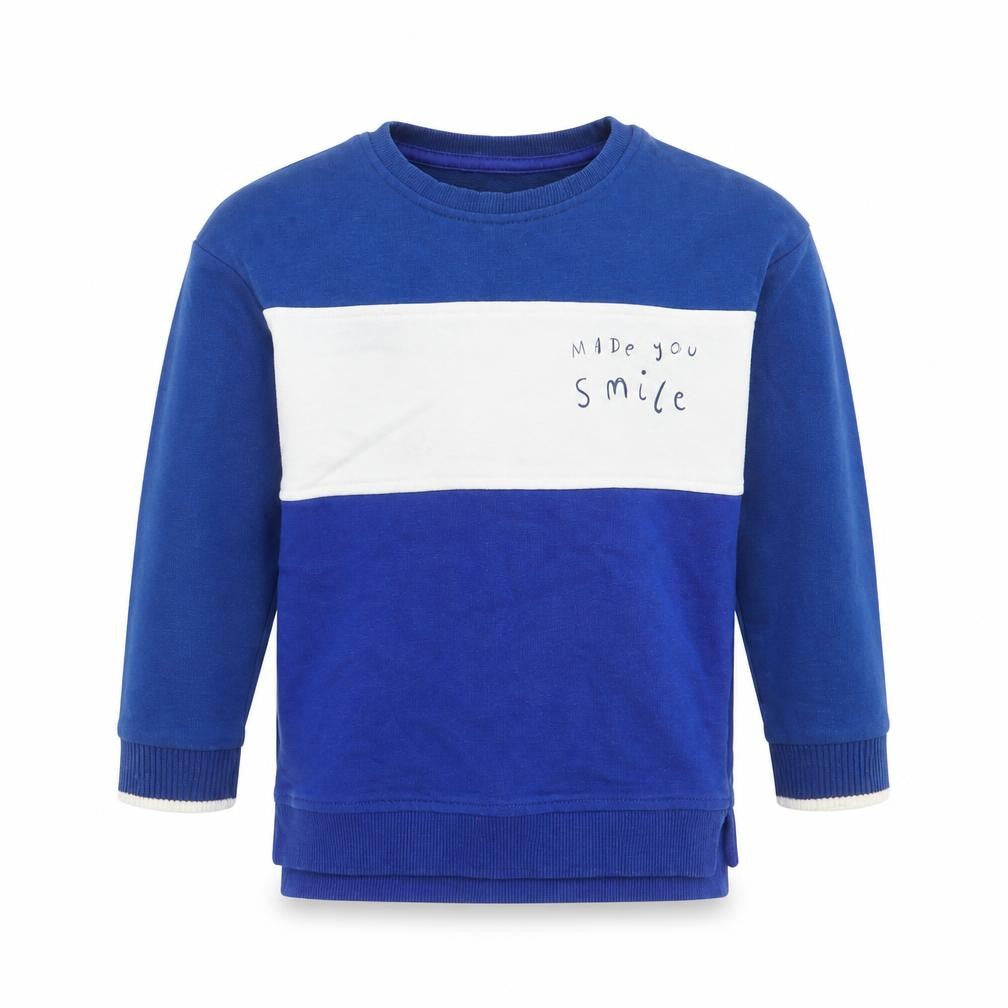 Front view of George boys’ blue pullover sweatshirt, size 2-3, years - made you smile