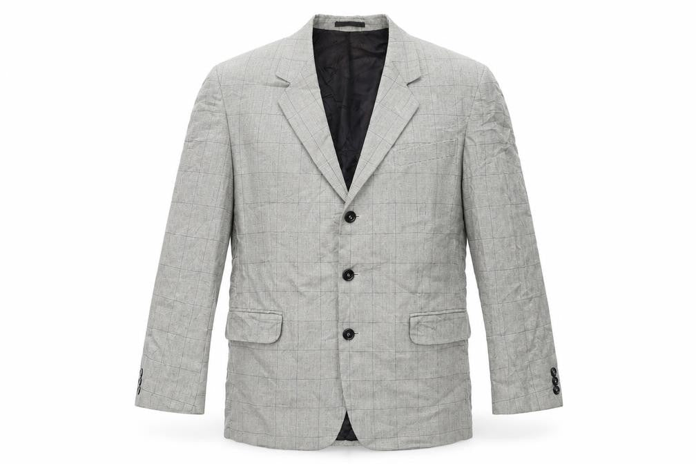 Front view of Barisal men’s grey check jacket suit jacket, size 40