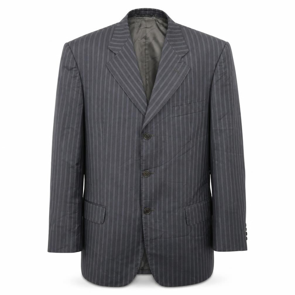 Front view of Cerruti men’s grey striped jacket suit jacket, size 40