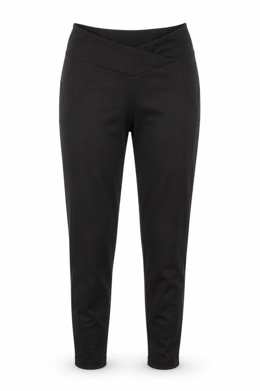 Front view of Preworn women’s black compression leggings, size S, 25-inch leg