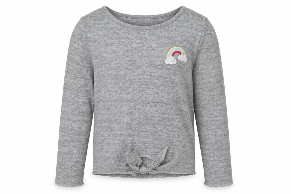 Front view of Kiabi girls’ grey basic t-shirt, size 5, years