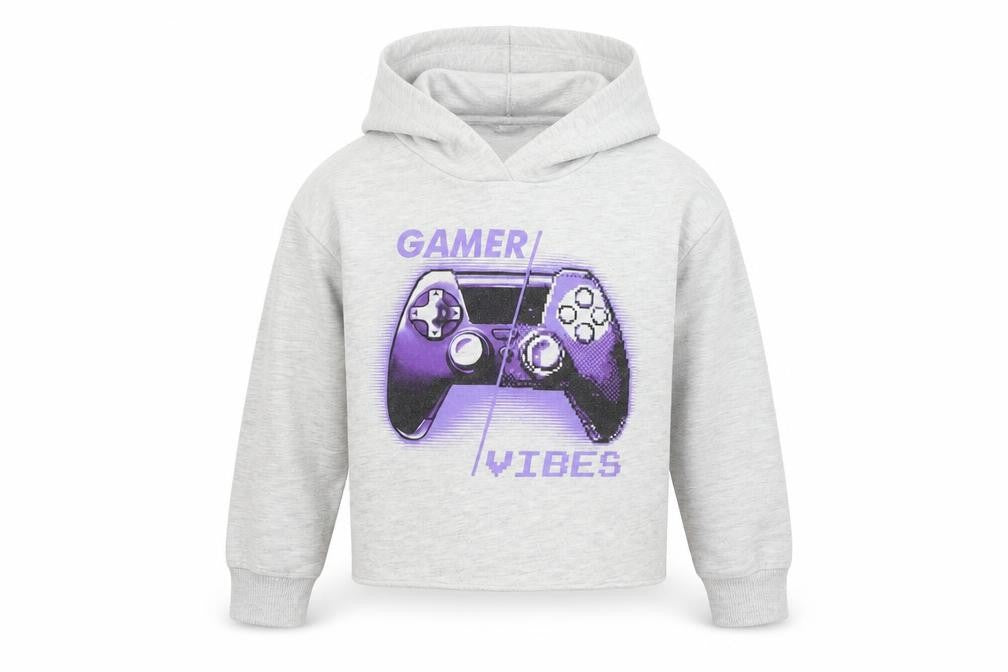 George Girls Grey   Pullover Hoodie Size 7-8 Years  - Gamer Vibes