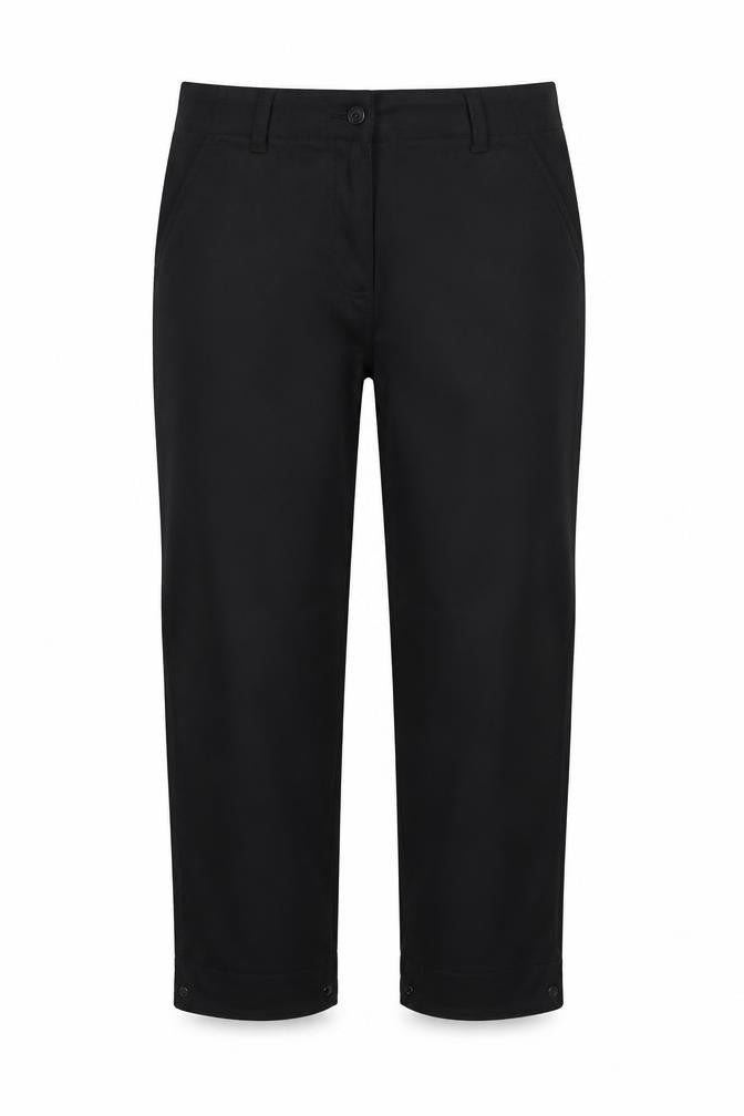 Front view of moose women’s black trousers, size UK 10, 23-inch leg
