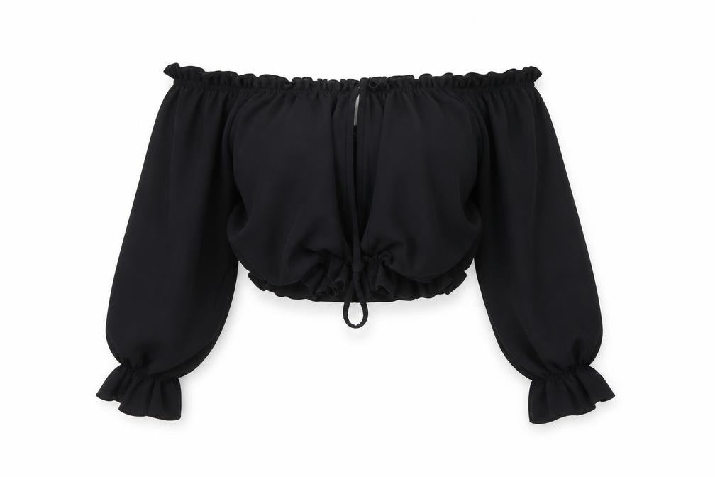 Front view of STYLELEISE women’s black basic blouse, size UK 10