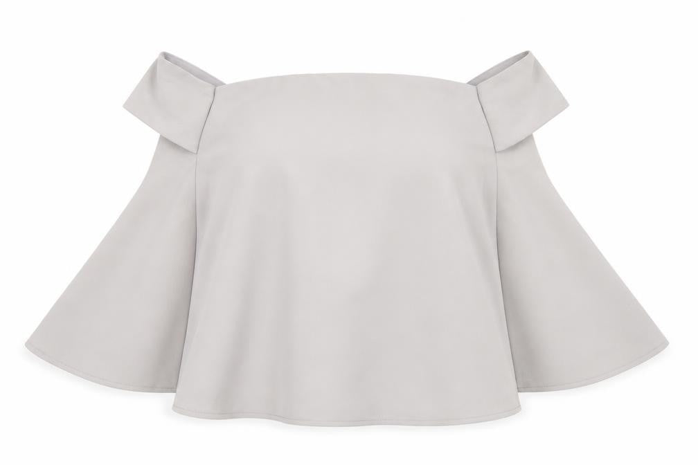 Front view of Miss Selfridge women’s green basic blouse, size UK 8
