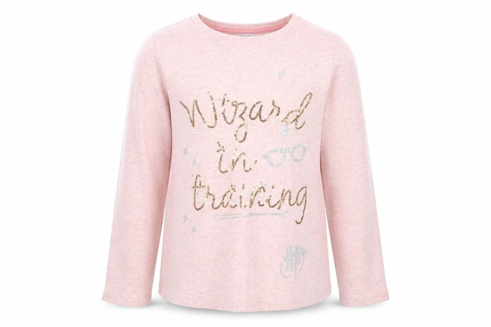 Front view of George girls’ pink jumper, size 5-6, years - sequin