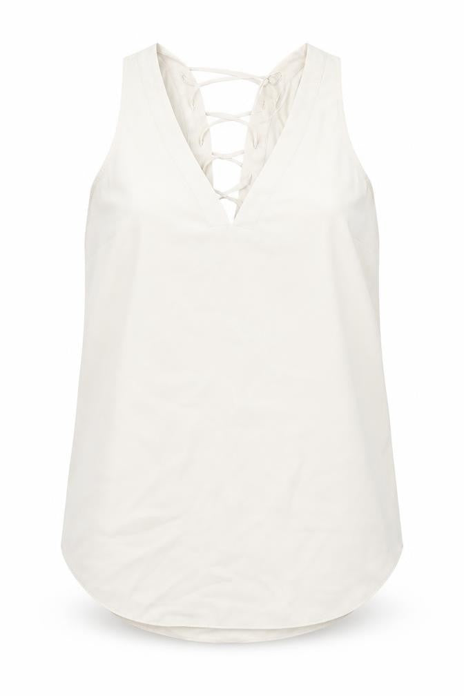 Front view of River Island women’s beige basic blouse, size UK 8