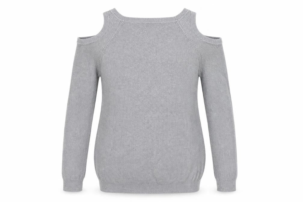 Front view of Dorothy Perkins women’s grey jumper, size UK 8