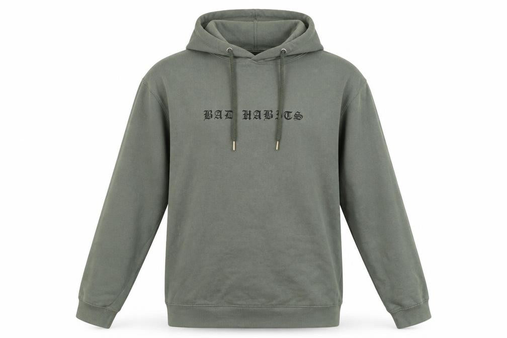 Front view of Atmosphere women’s green pullover hoodie, size UK 12