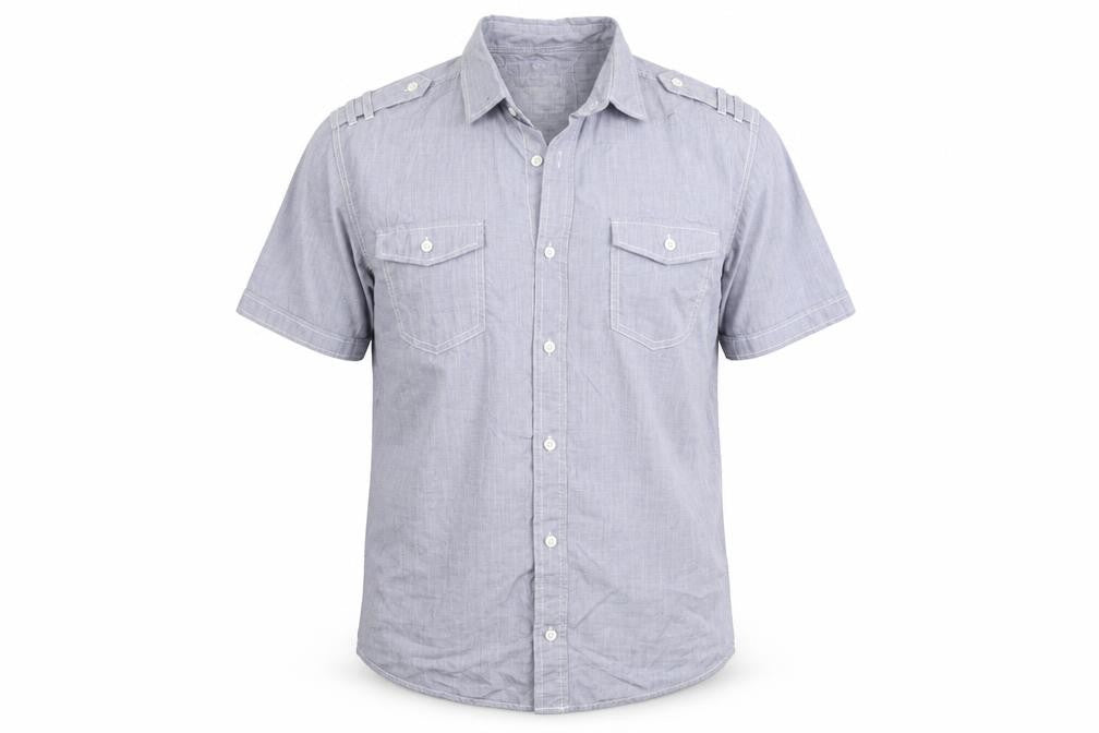 Front view of Next men’s blue button-up, size M