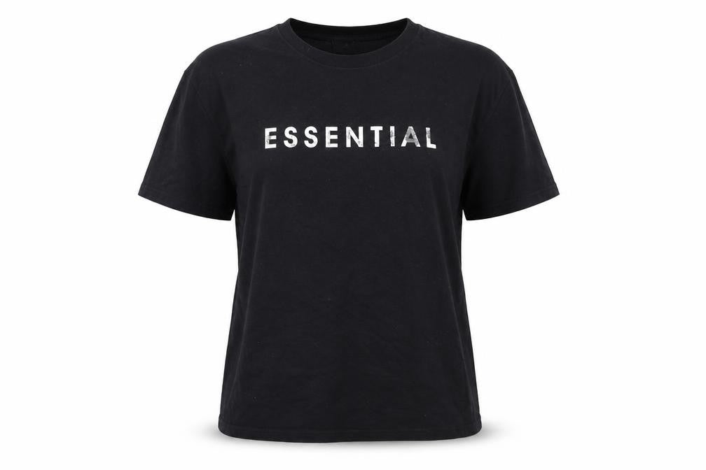 Front view of AX Paris women’s black basic t-shirt, size M